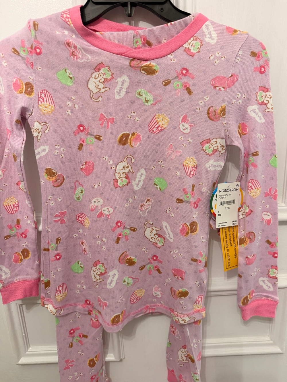 Nordstrom Girls Lavender and Pink Printed Pajama Set